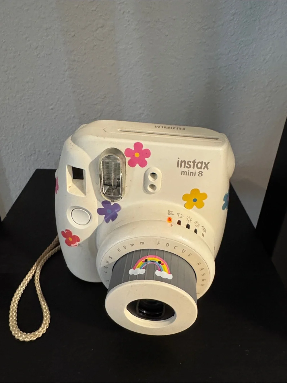 Fujifilm Instax Mini 8 White Instant Camera with Multicolor Floral Accents